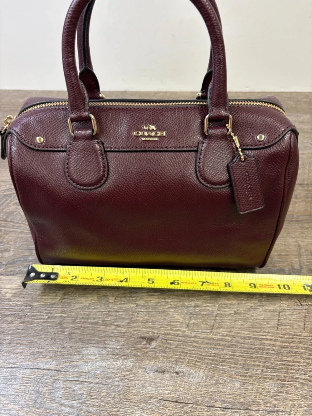 Coach Mini Bennett Satchel Oxblood Leather F36624  Bag Burgundy - Picture 9 of 13
